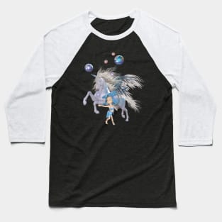 Cute little fayri with wonderful unicorn Baseball T-Shirt